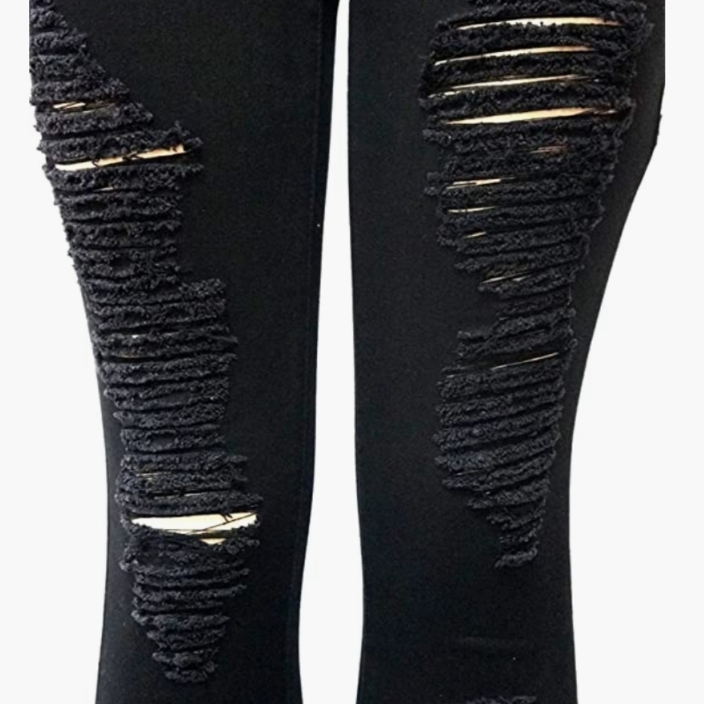 J&C Jean's & Crowns-Pasion- Distressed Ripped Stretch Skinny Black Jeans-Size 7 - Picture 4 of 8
